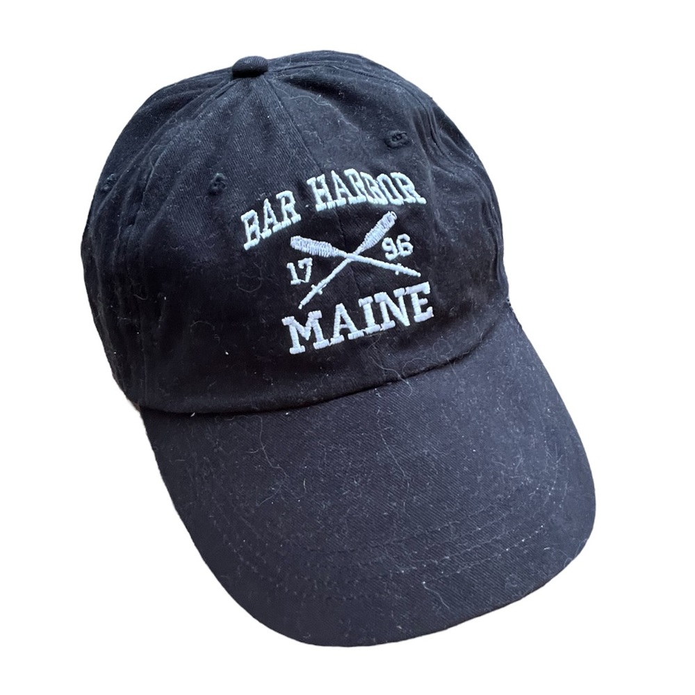 Bar Harbor Maine Baseball Cap Hat Black  Nautical Travel